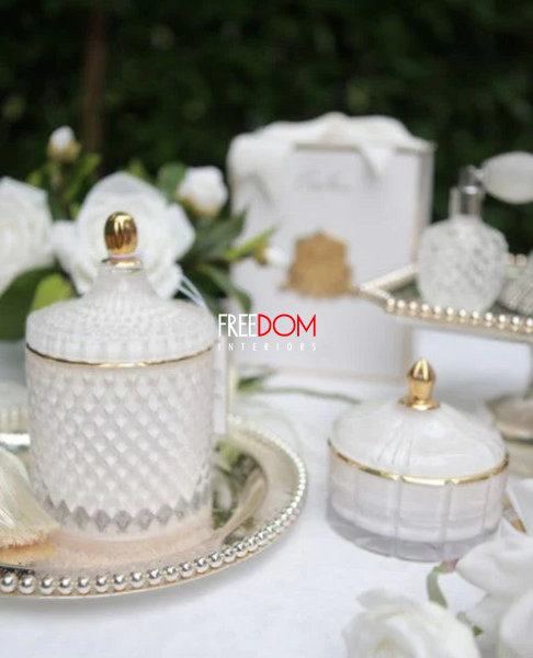 Ароматическая свеча Cote Noire Grand White & Gold Art Deco Candle - Jasmine Flower Tea  GML45007 GML45007 Cote Noire фото